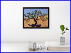 Original Expressionist Painting Apple Orchard Landscape 11x14 Signed Canvas Art