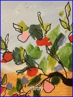 Original Expressionist Painting Apple Orchard Landscape 11x14 Signed Canvas Art