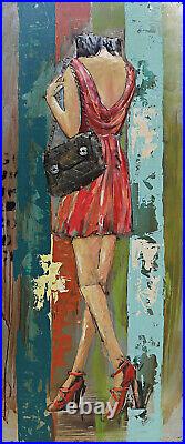 Original Fashion Painting by European Finery Figurative Art on Metal Canvas