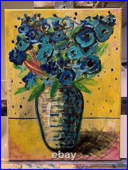 Original Floral Abstract Expressionist Impressionist 9x12 Painting Art Decor