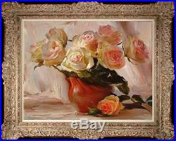 Original Floral Oil painting art Beautiful Flower Rose on canvas 20x24