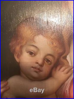 Original Framed Oil Painting on Canvas Madonna and Child Signed est c. 1890's