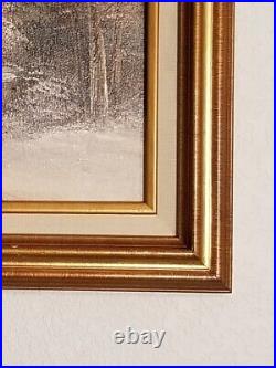 Original Framed Oil Painting on Canvas of Snow Covered Mountains Signed Antonio
