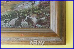 Original Framed Oil Painting on canvas Landscape, Mountains view, river, Signed