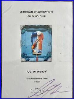 Original GOLSA GOLCHINI Out Of The Box (2021) Mixed Media On Canvas Signed