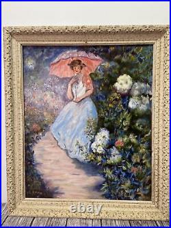 Original Garden Stroll Acrylic/Oil painting On Canvas Artist signed 28x24