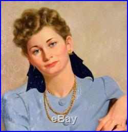 Original HARRY WORTHMAN Work, Portrait of a Seated Female, Oil on Canvas, 1943