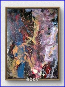 Original Hand Painted 11x14 Space Acrylic Canvas Abstract Art Signed Vibrant B32