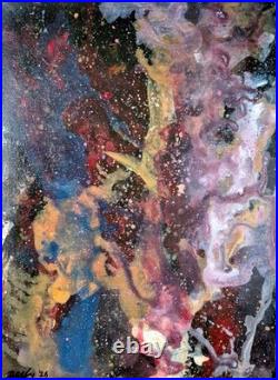 Original Hand Painted 11x14 Space Acrylic Canvas Abstract Art Signed Vibrant B32