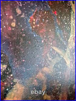 Original Hand Painted 11x14 Space Acrylic Canvas Abstract Art Signed Vibrant B32 Original Hand Painted 11x14 Space Acrylic Canvas Abstract Art Signed Vibrant B32