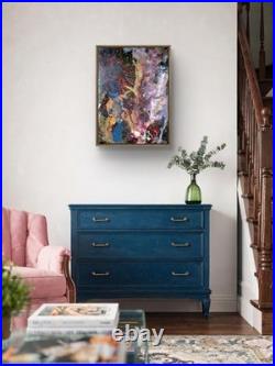 Original Hand Painted 11x14 Space Acrylic Canvas Abstract Art Signed Vibrant B32