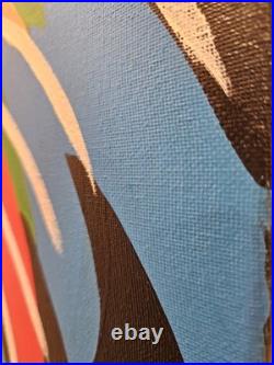 Original Handpainted Feline Cat Portrait Pop Art On Canvas 36x24x1 Inches