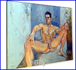 Original Impressionist Painting on Canvas Nude Male Figure Acrylic Oil Fine Art