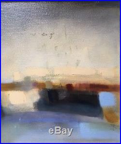 Original Irish Art Oil On Canvas Abstract Painting Blue Banks By Josephine Kelly