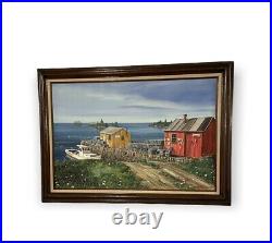 Original James Maddocks Acrylic Painting on Canvas, Maine Fishing Scene