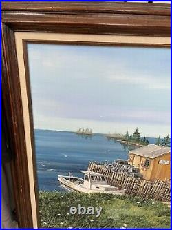 Original James Maddocks Acrylic Painting on Canvas, Maine Fishing Scene