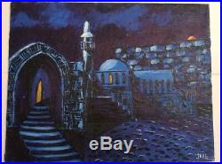 Original Jojo Jewish Israeli artist East Jerusalem Oil on Canvas Signed 1969