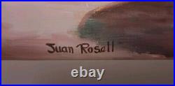 Original Juan Rosell Impressionism Beach Scene Painting On Canvas Signed 23X35