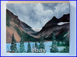 Original Landscape Oil Painting On Canvas Strong Mountain Reflection 8x10