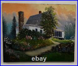 Original Landscape Oil Painting Signed R. Murray Days Gone By Rustic Cabin