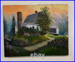 Original Landscape Oil Painting Signed R. Murray Days Gone By Rustic Cabin
