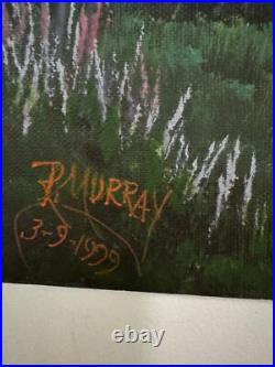 Original Landscape Oil Painting Signed R. Murray Days Gone By Rustic Cabin