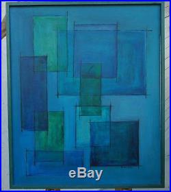 Original Mid Century Oil on Canvas Geometric Abstract Signed Alice Ong