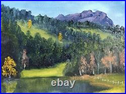 Original Mountain Oil Painting On Canvas Autumn Fall Landscape 8x10 From Artist