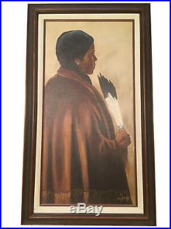 Original Native American Girl Oil Painting on Canvas by Joan Buckles Nebraska