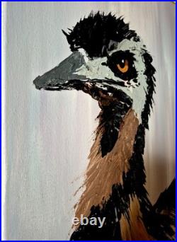 Original Neutral 11x14 Abstract Animal Painting Signed Acrylic Canvas Decor A111