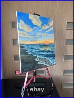 Original OIL Painting on canvas Sunset Seascape, sea Wall Art 1620 inc HANDMADE