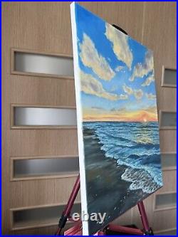 Original OIL Painting on canvas Sunset Seascape, sea Wall Art 1620 inc HANDMADE