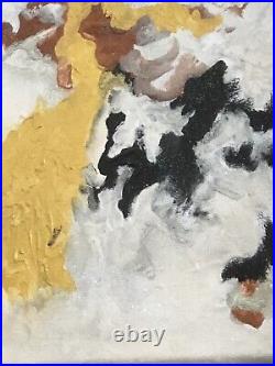 Original Oil 8x 10 on canvas Abstract White Yellow Terracotta Black / Signed