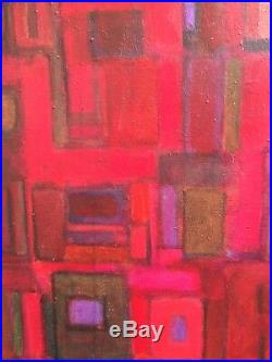 Original Oil Abstract Mid-Century Modern Painting On Canvas