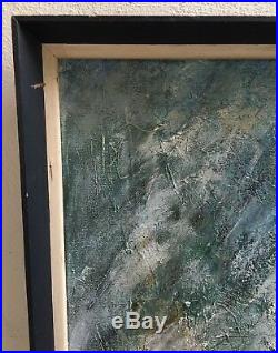 Original Oil Abstract Mid-Century Modern Painting On Canvas Signed By Artist