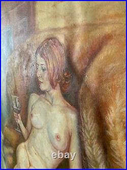Original Oil Canvas Nude Female Painting Art By Artist