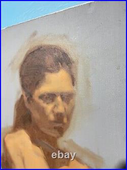 Original Oil On Canvas Art Brunette Lady Peter Kelsey Impressionism