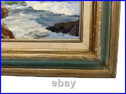 Original Oil On Canvas Lighthouse Seascape Painting Signed Hughes