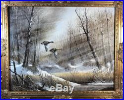 Original Oil On Canvas Listed Artist Anton J. Znaniecki Waterfowl Fine Art