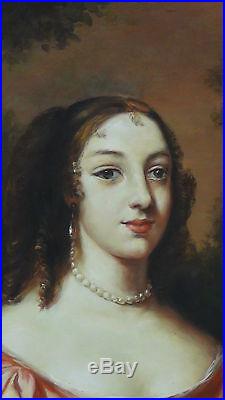 Original Oil On Canvas Portrait Of Young Noble Woman In Gilt Period Wood Frame