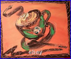 Original Oil PAINTING COFFEE TIME Abstract Modern CANVAS Y54