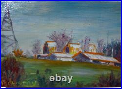 Original? Oil? Painting? Farm? Horse Cow Landscape? Art? Pop? Abstract? Outsider Shrek