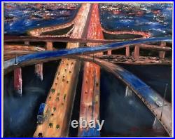 Original Oil Painting Night Lights (Cityscape) 20x16 on Canvas
