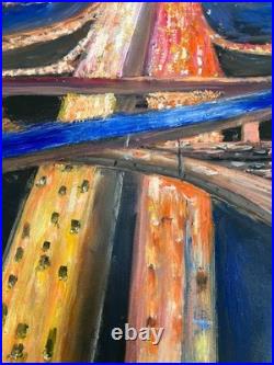 Original Oil Painting Night Lights (Cityscape) 20x16 on Canvas