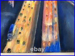 Original Oil Painting Night Lights (Cityscape) 20x16 on Canvas