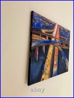 Original Oil Painting Night Lights (Cityscape) 20x16 on Canvas