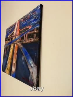 Original Oil Painting Night Lights (Cityscape) 20x16 on Canvas