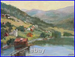 Original Oil Painting Norway Village canvas board size 12 x16 Single