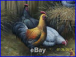 Original Oil Painting On Canvas Barn Yard Animals Painting Listed Artist H. King
