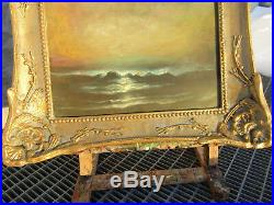 Original Oil Painting On Canvas Board Signed & Framed Storm, Wave, Ocean, Sea